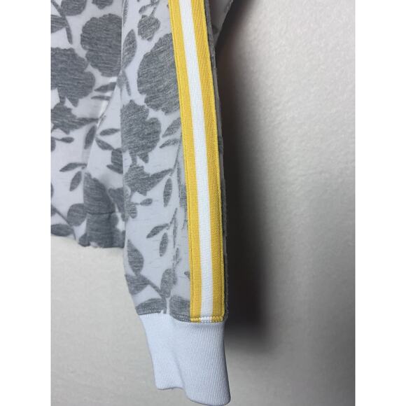 Calia by Carrie Underwood Floral Gray Bomber Jacket Yellow Stripe Size Large - Picture 2 of 7